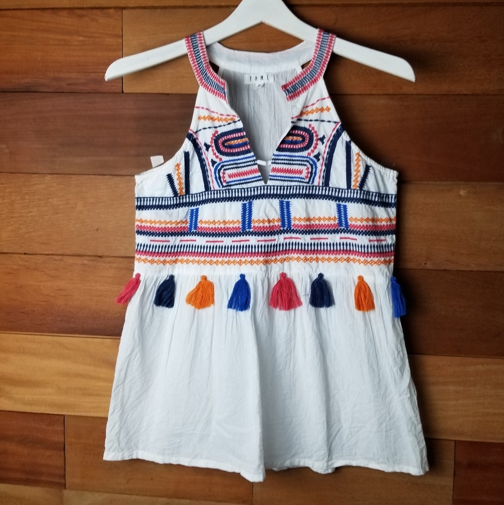 THML sleeveless embroidered top size XS